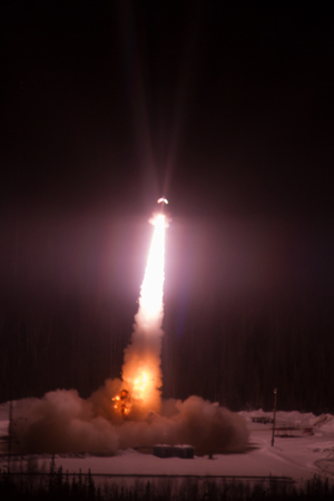 A NASA-funded sounding rocket launches into an aurora in the early morning of March 3, 2014, over Venetie, Alaska. The GREECE mission studies how certain structures — classic curls like swirls of cream in coffee — form in the aurora.