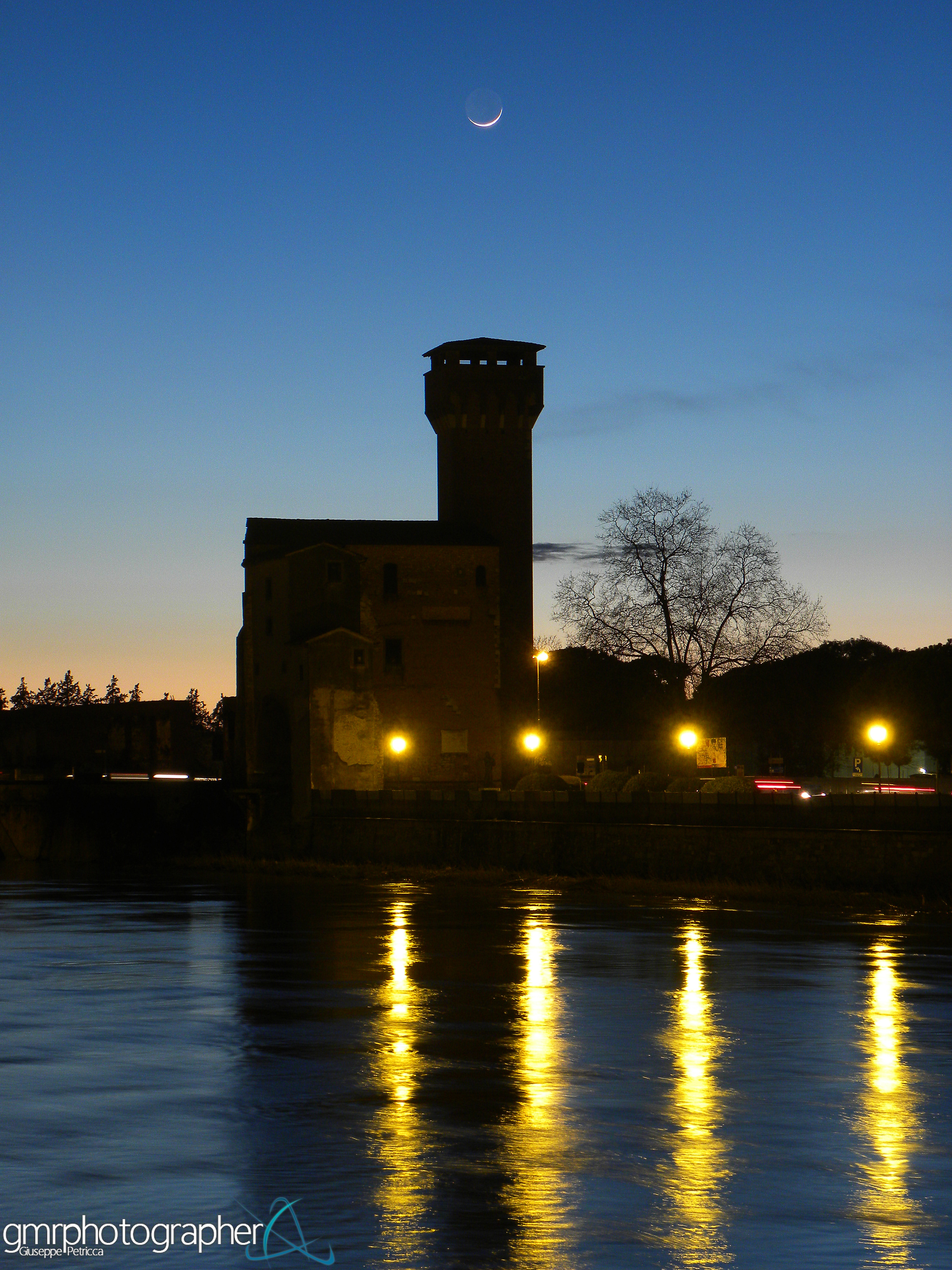 Moon Shines with Earthshine Over Citadel by Giuseppe Petricca