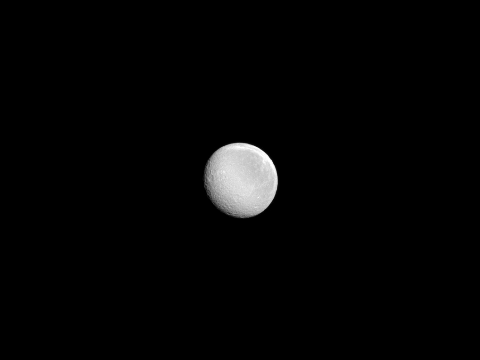 Nearly Full Rhea Cassini View