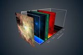 The European Southern Observatory's MUSE spectrograph on the Very Large Telescope in Chile allows for three-dimensional images of the objects it studies. Various views of the Orion Nebula, shown above, allow astronomers to move through different views at various wavelengths.