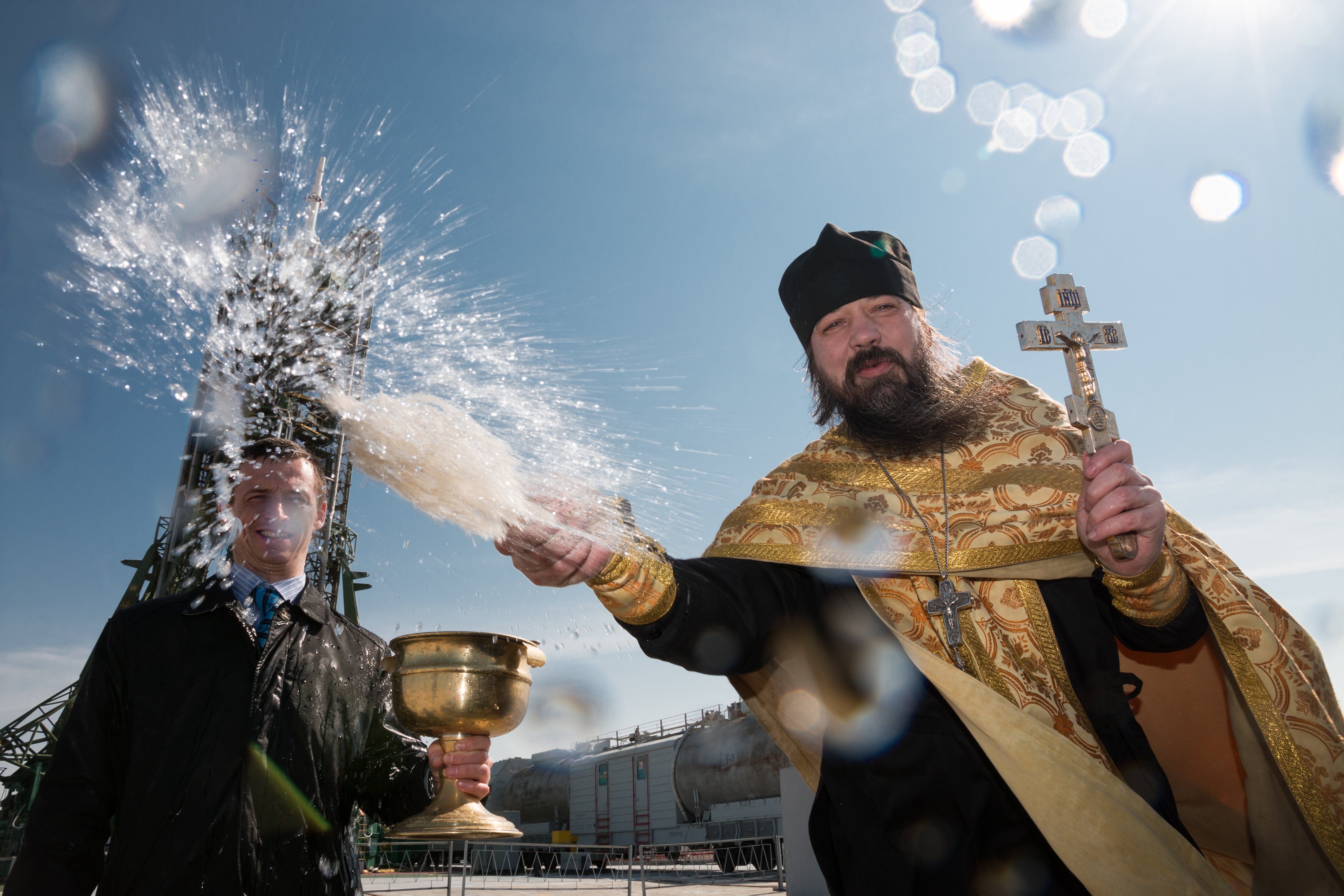 Priest Blesses Soyuz Rocket