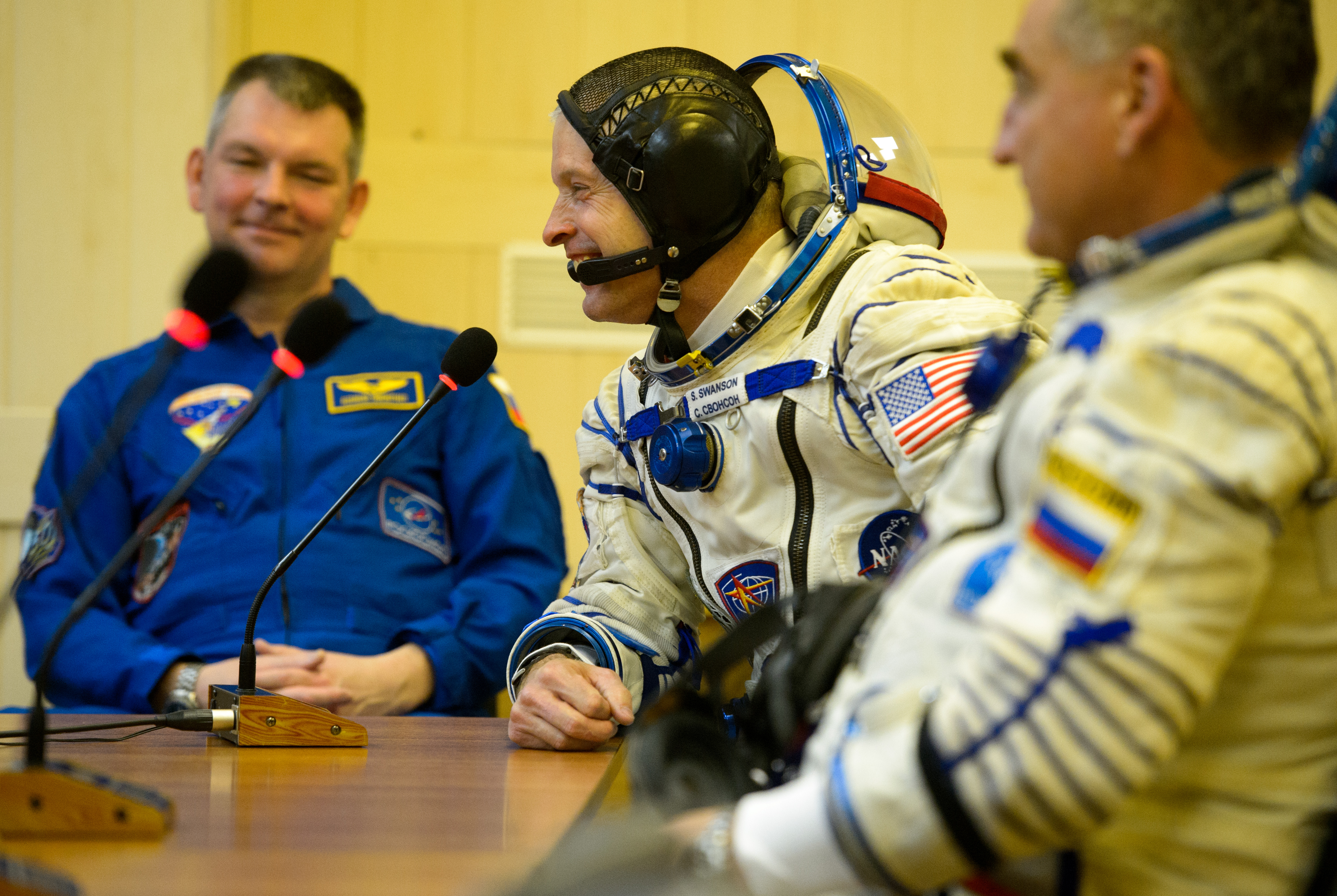 Steve Swanson Speaks with Family During Suit Pressure Checks