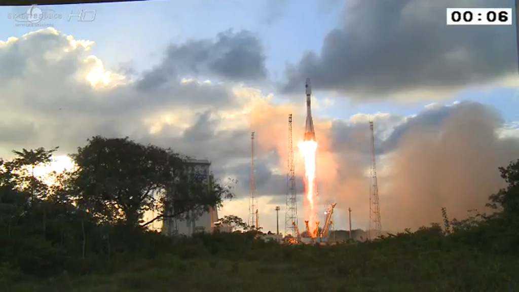 Sentinel-1A Launch Against Clouds and Blue Sky