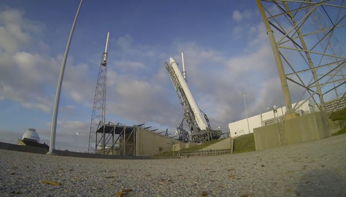 SpaceX Falcon 9 Rocket Raising Wide-Angle