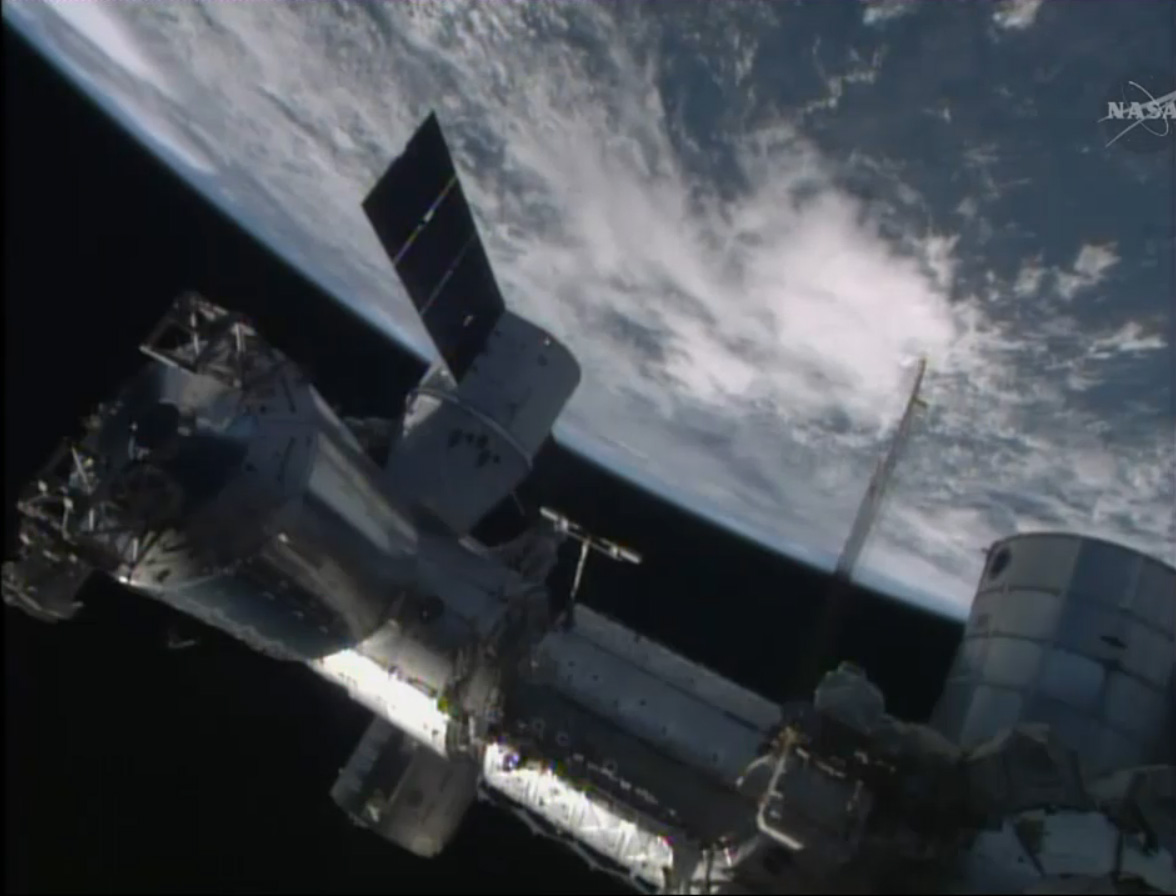 SpaceX-3 Dragon Attached to Space Station