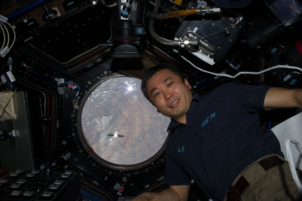 Astronaut Wakata and Dragon Cargo Ship