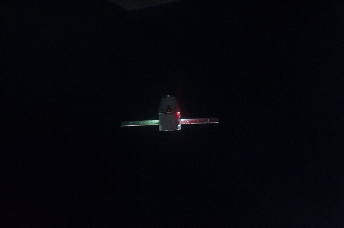 Dragon Capsule Approaching International Space Station