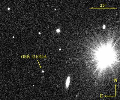 Scientists observed circularly polarized light from gamma-ray burst 121024A, as seen on the day of burst by the European Southern Observatory's Very Large Telescope (VLT) in Chile. Only a week later the source had faded completely.