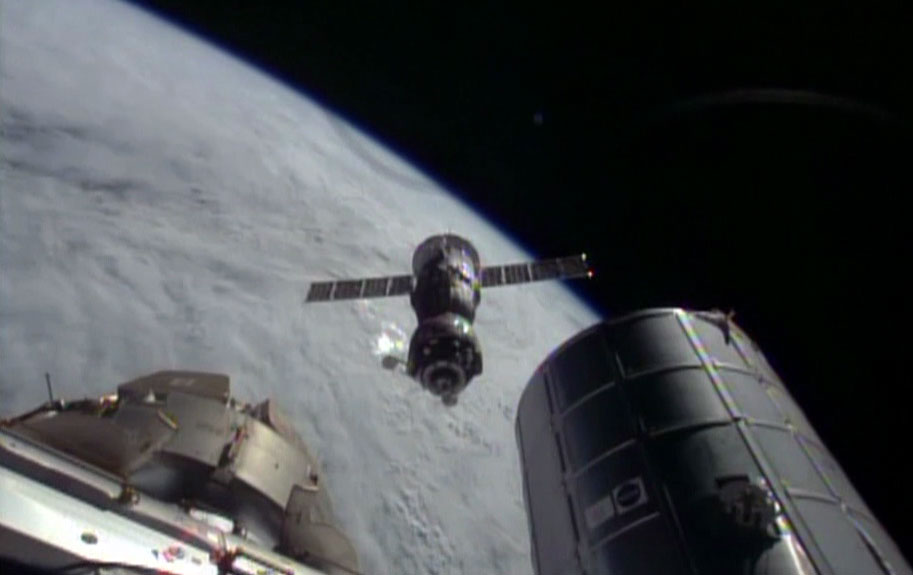 Soyuz Capsule Departs Space Station