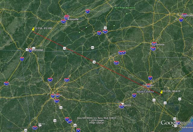Flight Path of May 16, 2014, Earthgrazer