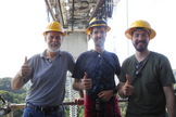 The ISEE-3 "away team" at the Arecibo Telescope in Puerto Rico as they attempt to contact the spacecraft. From left, Dennis Wingo (project co-lead), Balint Seeber and Austin Epps.