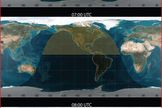 Map of projected peak viewing for 2014 May Camelopardalids meteor shower.