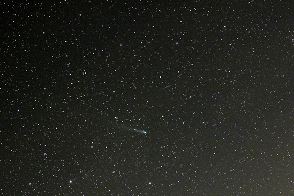 Comet Lovejoy C/2013 R1 and a "spark" of a meteor on December 12, 2013.