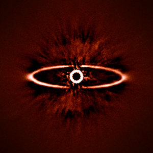 This infrared image shows the dust ring around the nearby star HR 4796A in the southern constellation of Centaurus.