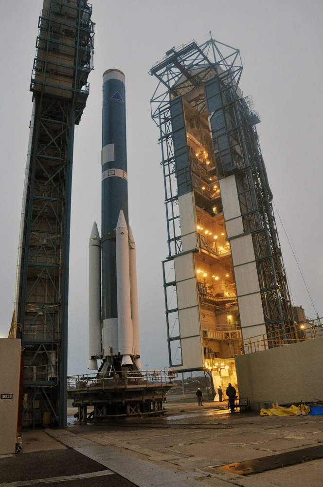 The Mobile Service Tower Rolls Away