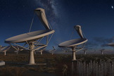 Artist's conception of the Square Kilometre Array, a set of telescopes that will work together using a technique called interferometry.