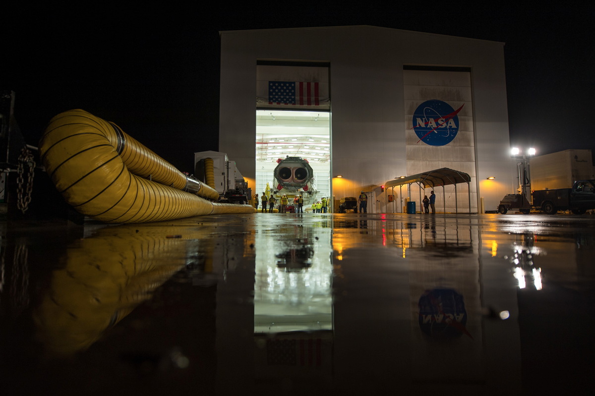 Antares Rocket Rollout from a Distance