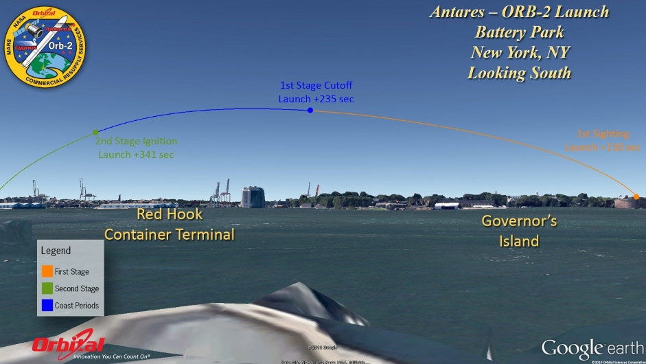 Orb-2 Launch View from New York City
