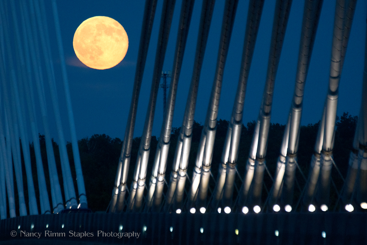 Supermoon July 2014 Over the Penobscot Narrows Bridge