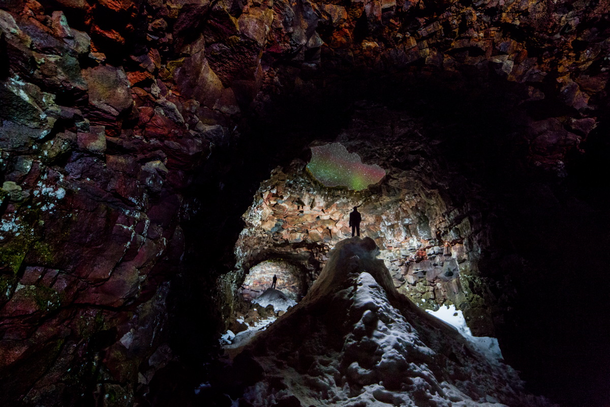 Cave with Aurora Skylight by Ingólfur Bjargmundsson