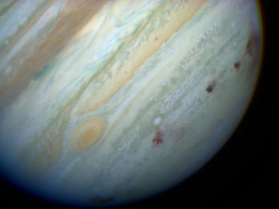 Fragments of Comet Shoemaker-Levy 9 in July 1994 created dark clouds on Jupiter, visible even in small telescopes.