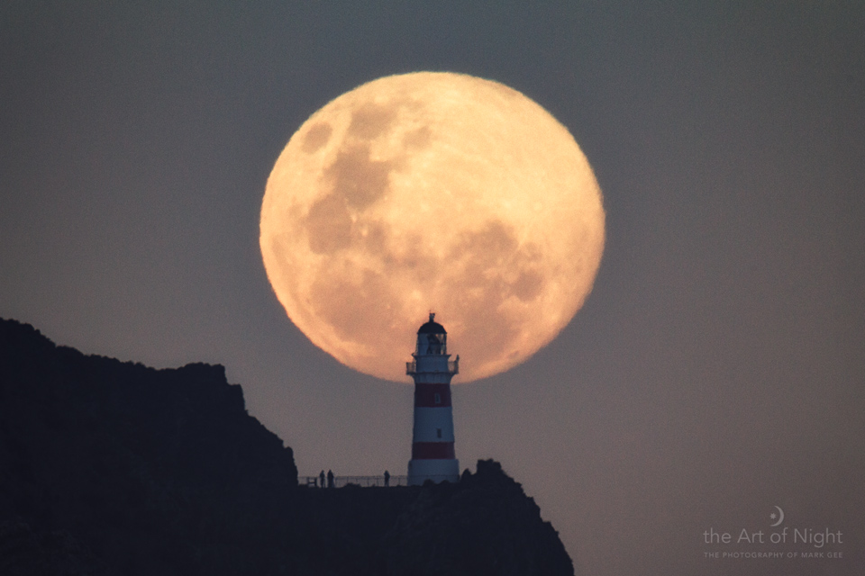 August 2014 Supermoon Over Cape Palliser, New Zealand