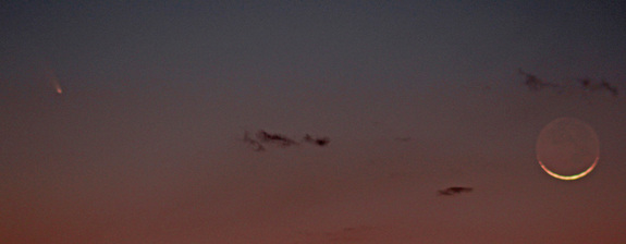 Comet Pan-STARRS (C/2011 L4) and the moon in conjunction on March 12, 2013.