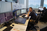 Photograph of mission control, located in Germany, during the August 2014 "Eurobot" test, which saw astronaut Alexander Gerst drive a rover from space.