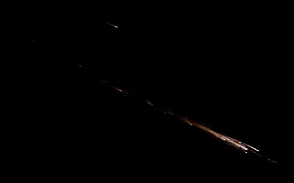 ESA astronaut Alexander Gerst caught this image of the Cygnus spacecraft re-entering Earth's atmosphere on Aug. 17, 2014.