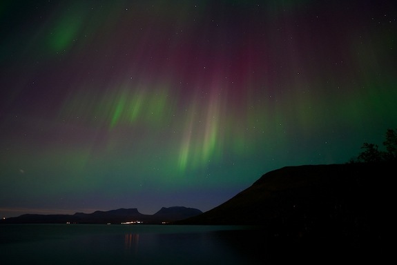 Guide Mat Richardson, who works with night sky photographer Chad Blakley, captured this photo of the northern lights over Sweden on Sept. 12, 2014 after two recent solar storms charged up the display.