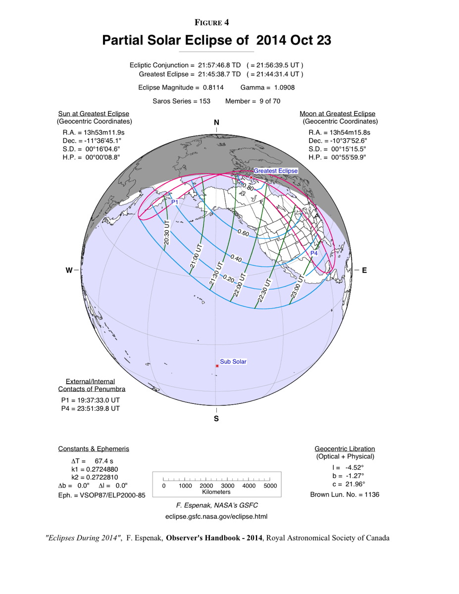 Partial Solar Eclipse of Oct 23, 2014, Map