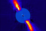 This composite image shows the environment close to star Beta Pictoris as seen in near infrared light. Image released Nov. 21 2008