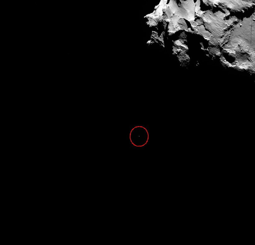 Wide Angle View of Philae Descending