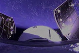 Orion capsule's service panels separate and fall back to Earth after launch from Cape Canaveral, Florida, on Dec. 5, 2014.