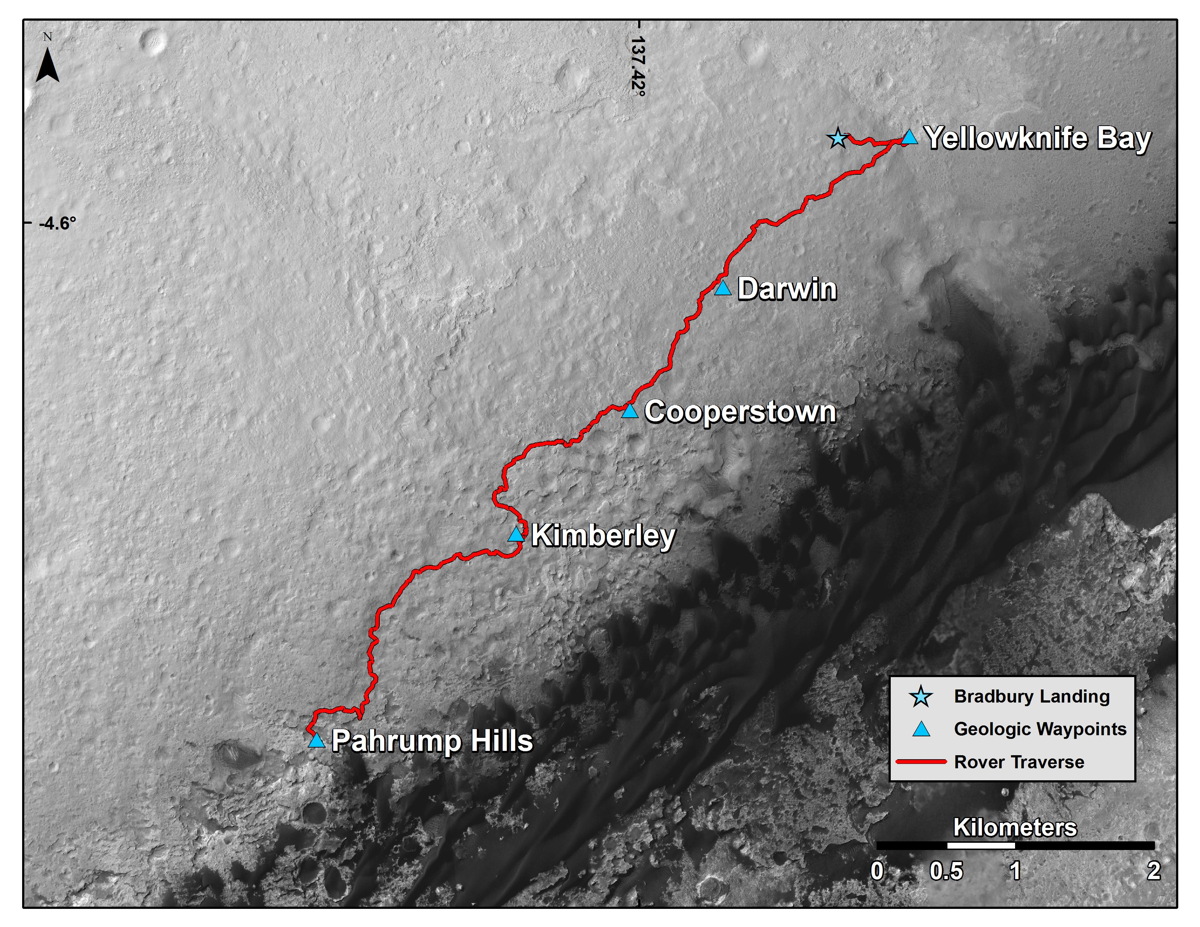 Curiosity Mars Rover's Route