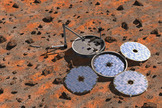 This artist's interpretation shows what the United Kingdom's Beagle 2 lander would have looked like if it deployed properly on Mars. Image uploaded Jan. 16, 2015.