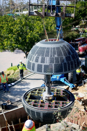 A new Death Star made of more than 500,000 LEGO bricks will be on display at LEGOLAND California March 5, 2015.