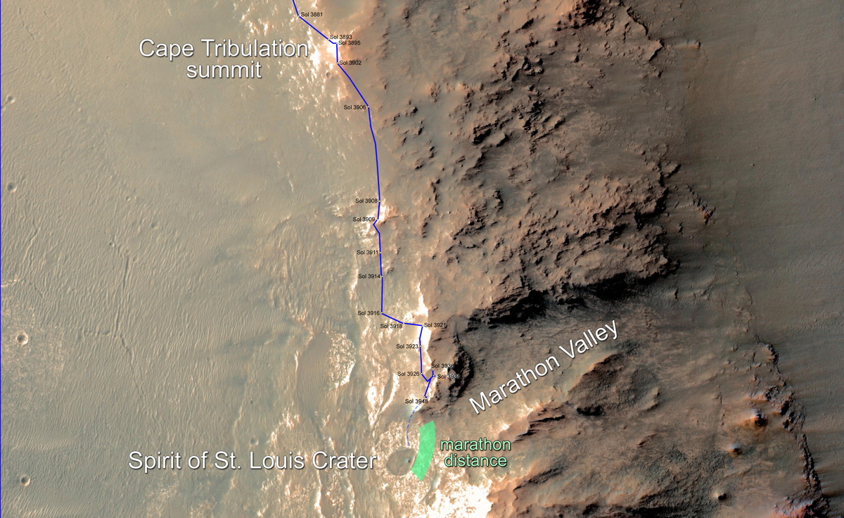 Curiosity Rover's Progress Toward Mars Marathon, Sol 3948
