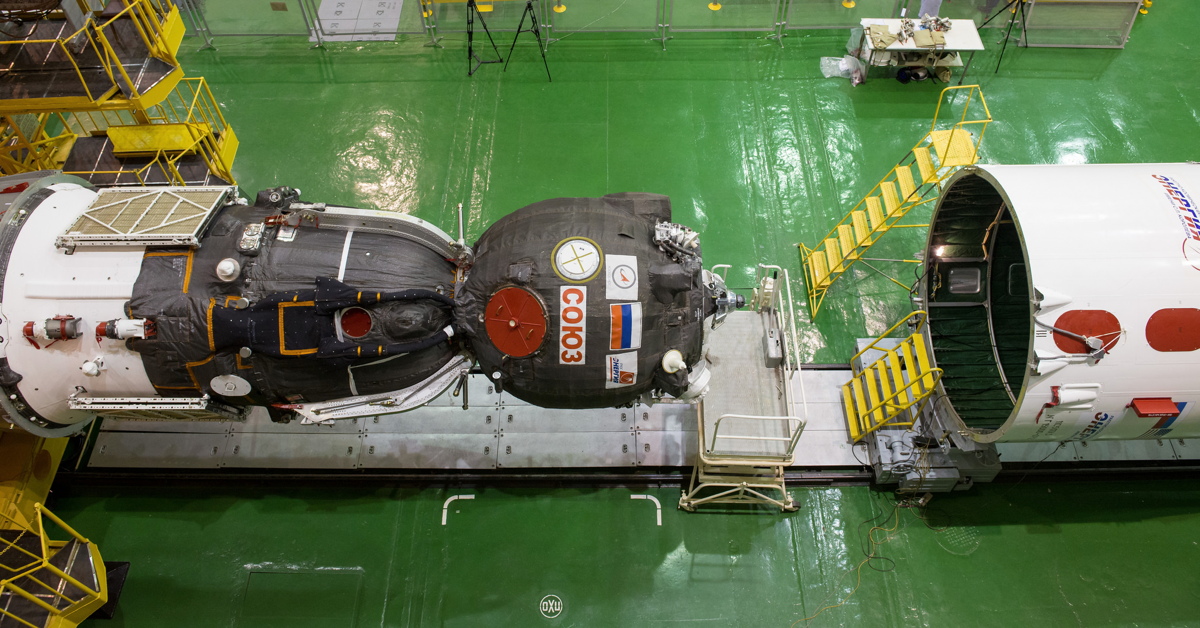 Soyuz TMA-16M Spacecraft Lowered for Encapsulation