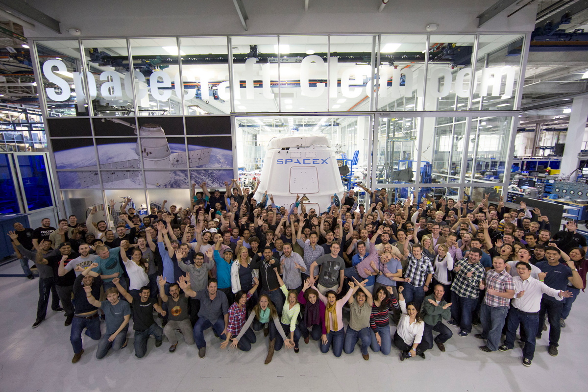 SpaceX Workers Cheering Dragon Capsule