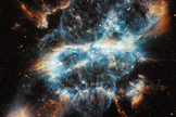 A dying star expels is outer layers of material out into space, forming what's known as a planetary nebula. Shown here, nebula NGC 5189, imaged by the Hubble telecope.