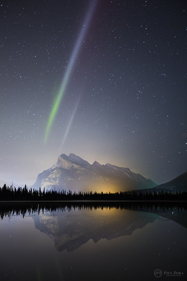 Bicolored Aurora Structure in Banff National Park, Canada