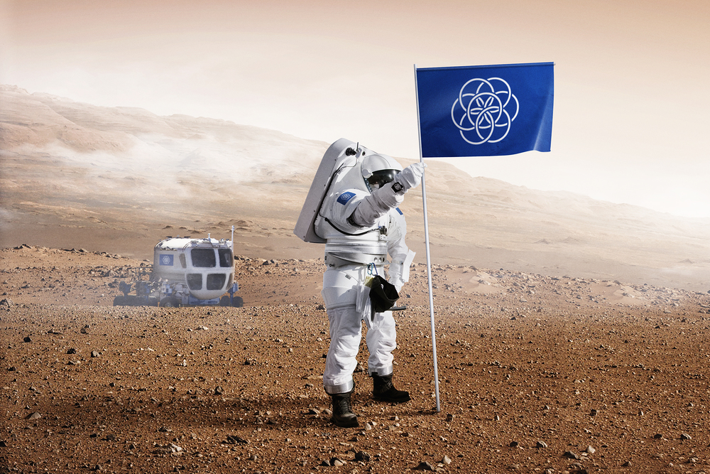 Proposed International Flag of Planet Earth on Mars