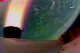 NASA's "flying saucer" - called the Low-Density Supersonic Decelerator - launches on its second test flight on June 8, 2015 to test an inflatable decelerator and giant supersonic parachute in this view from an onboard camera. The parachute did not inflate properly during the test.
