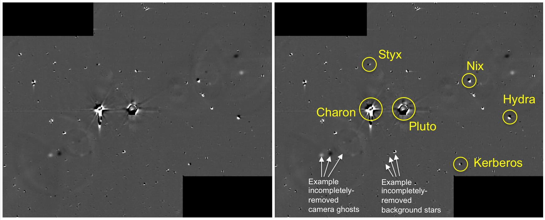 Pluto's Moons: Hazard Search Images