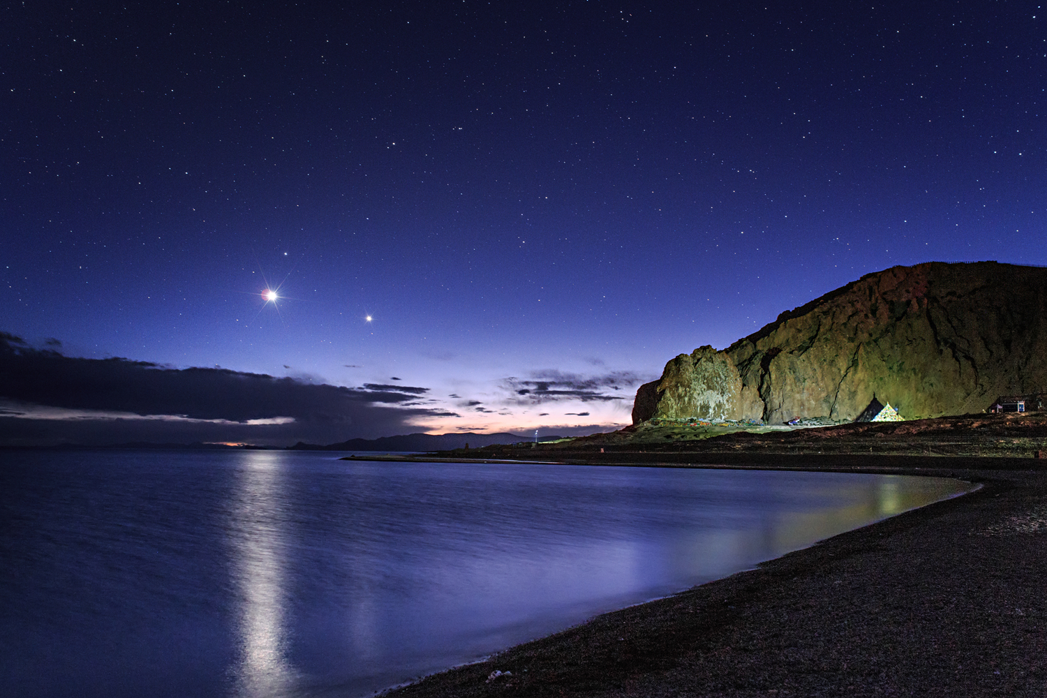 Venus and Jupiter over Lake Namtso
