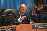 National Transportation Safety Board chairman Christopher Hart asks questions into the Virgin Galactic SpaceShipTwo crash of Oct. 31, 2015 during a hearing on July 28, 2015. Co-pilot error was cited as the probable cause.