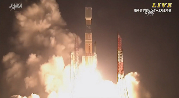 A Japanese H-IIB rocket launches into space carrying the HTV-5 cargo ship on a mission to deliver 4.5 tons of supplies to astronauts on the International Space Station. Liftoff occurred at 7:50 am ET on Aug. 19, 2015 from the Japan Aerospace Exploration Agency's Tanegashima Space Center.