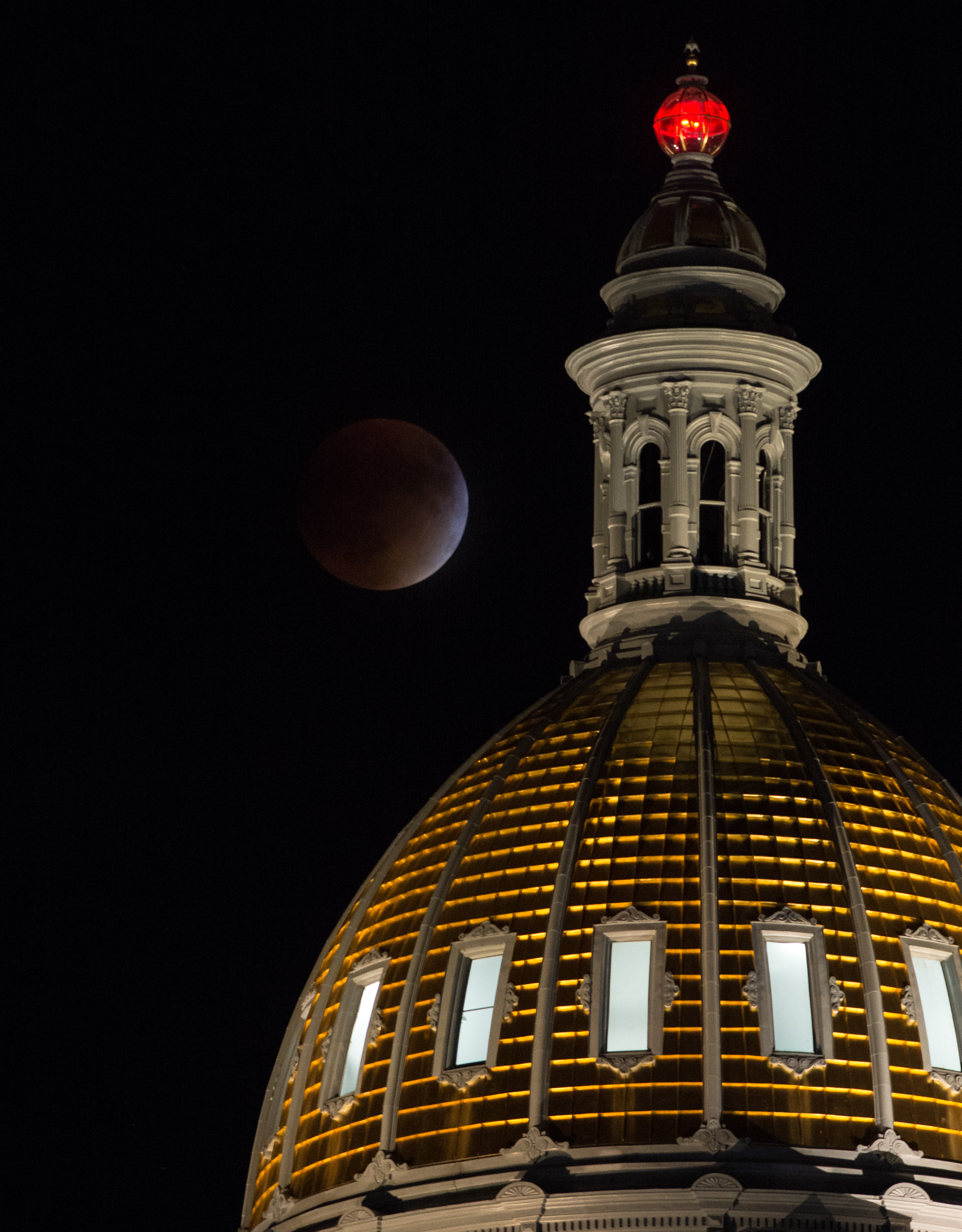 Supermoon Lunar Eclipse Over Colorado State Capitol