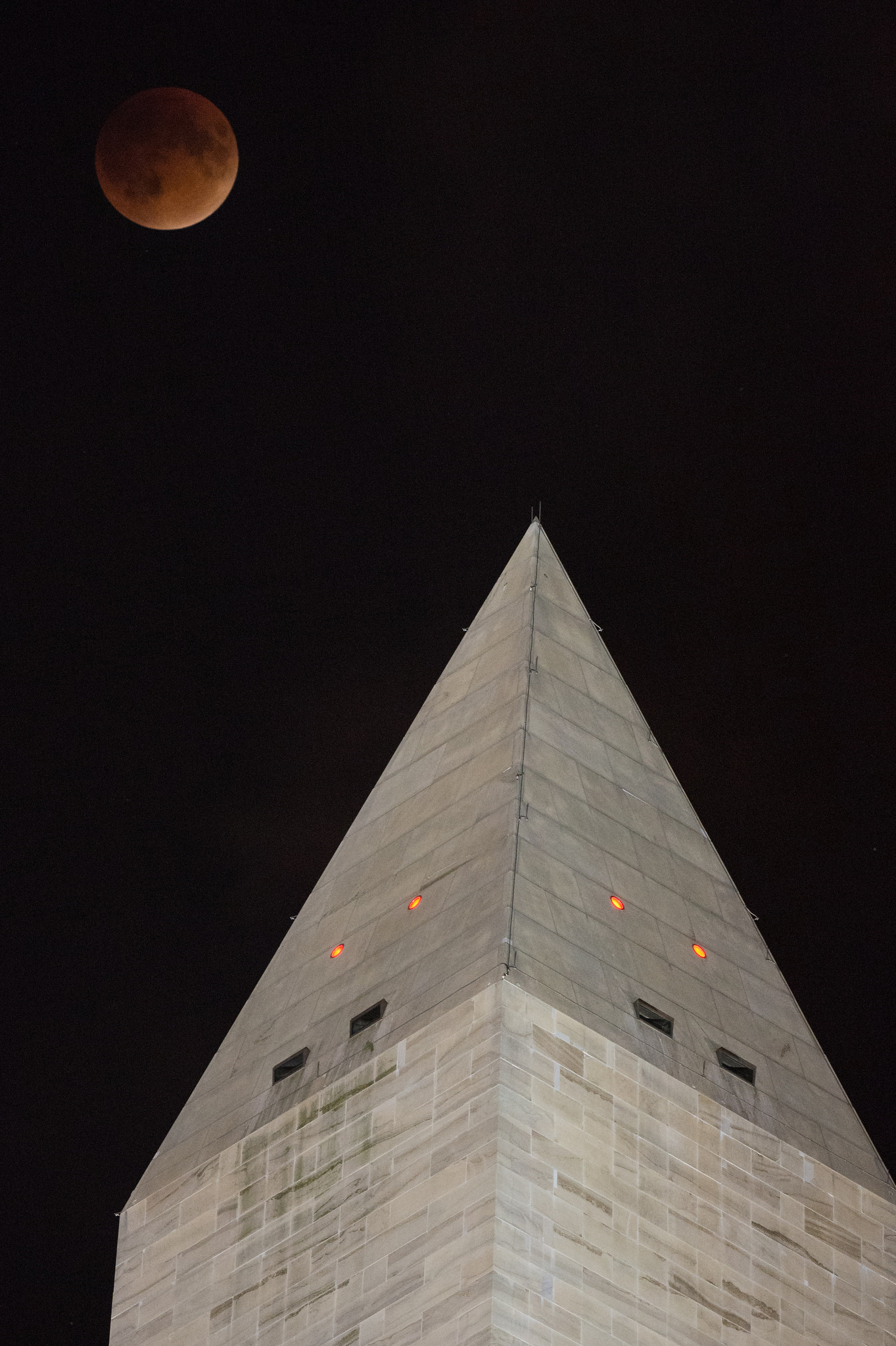 Supermoon Lunar Eclipse Over Washington Monument